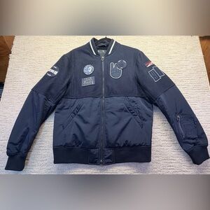 Like new Armani Exchange Navy Bomber Jacket with Patches